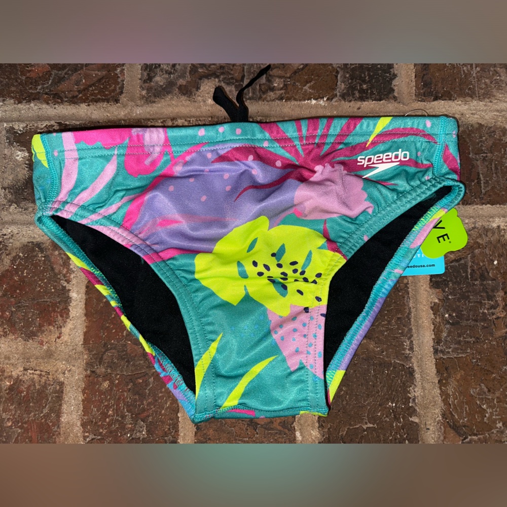 Speedo Men’s Floating Floral Brief Swimsuit NWT Size 28 Eco Endurance Vibe